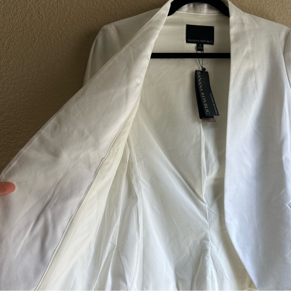 NWT Banana Republic WHITE COLLARLESS LINEN-COTTON BLAZER, size 4 - Picture 8 of 16
